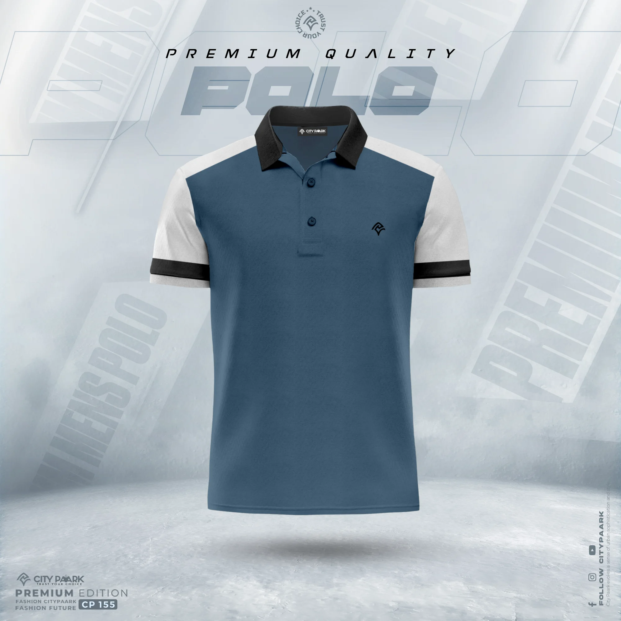 Premium Contrast Polo Shirt For Men – CP 155 – Petrol