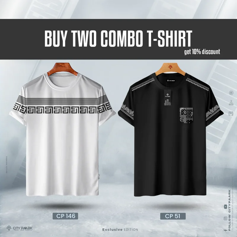 Premium Print T-Shirt For Men – Combo of Two – CP 51/146