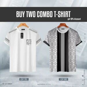 Premium Print T-Shirt For Men – Combo of Two – CP 90 White – CP 70 White