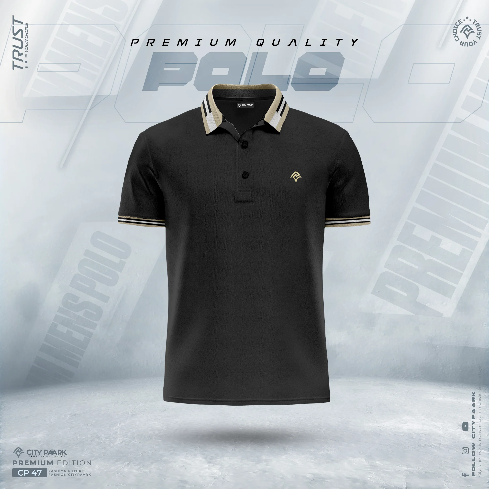 Premium Jacquard Collar Polo Shirt For Men – CP 47
