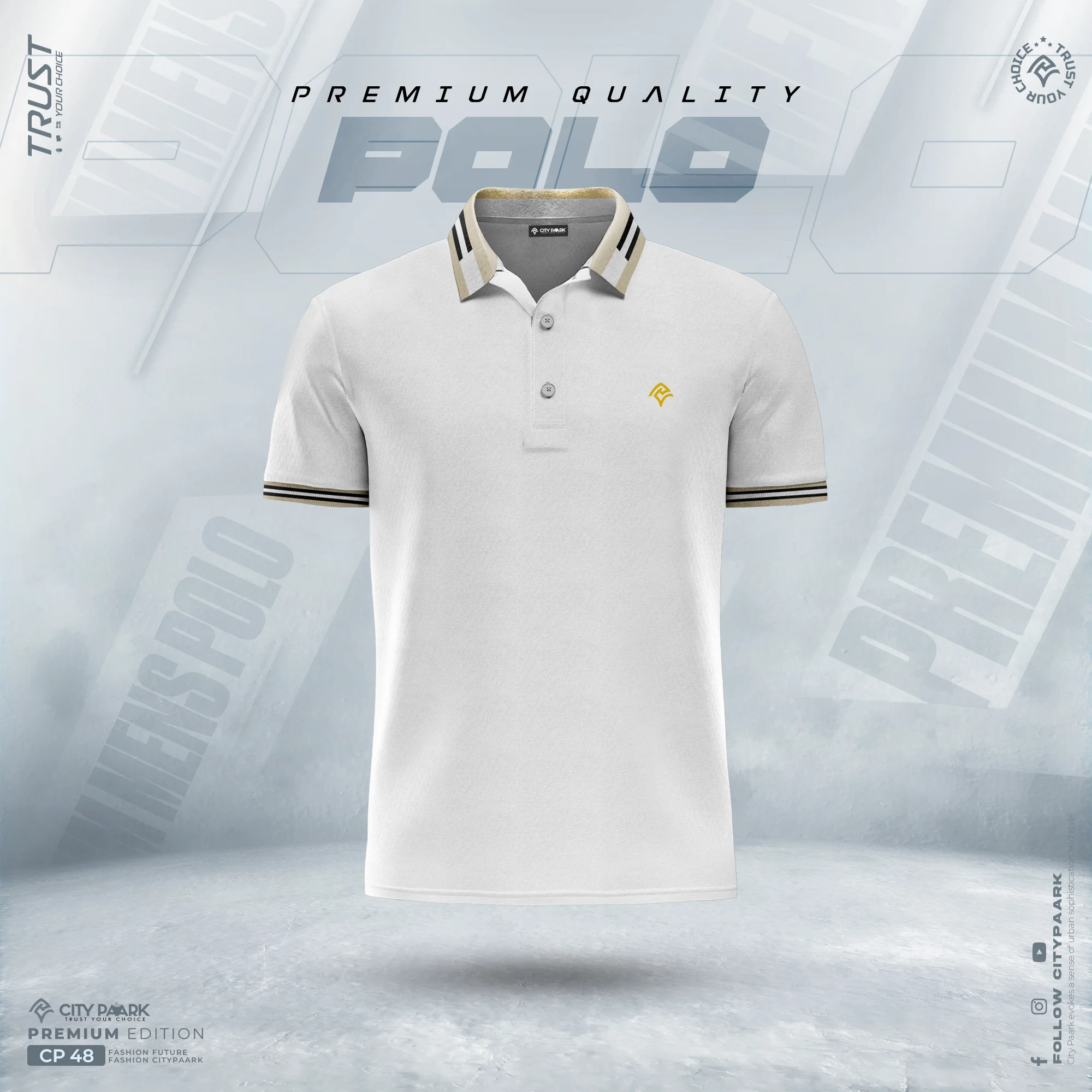 Premium Jacquard Collar Polo Shirt For Men – CP 48
