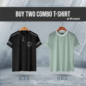 Premium T-Shirt For Men – Combo of Two – CP 51 Black – CP 157 Paste